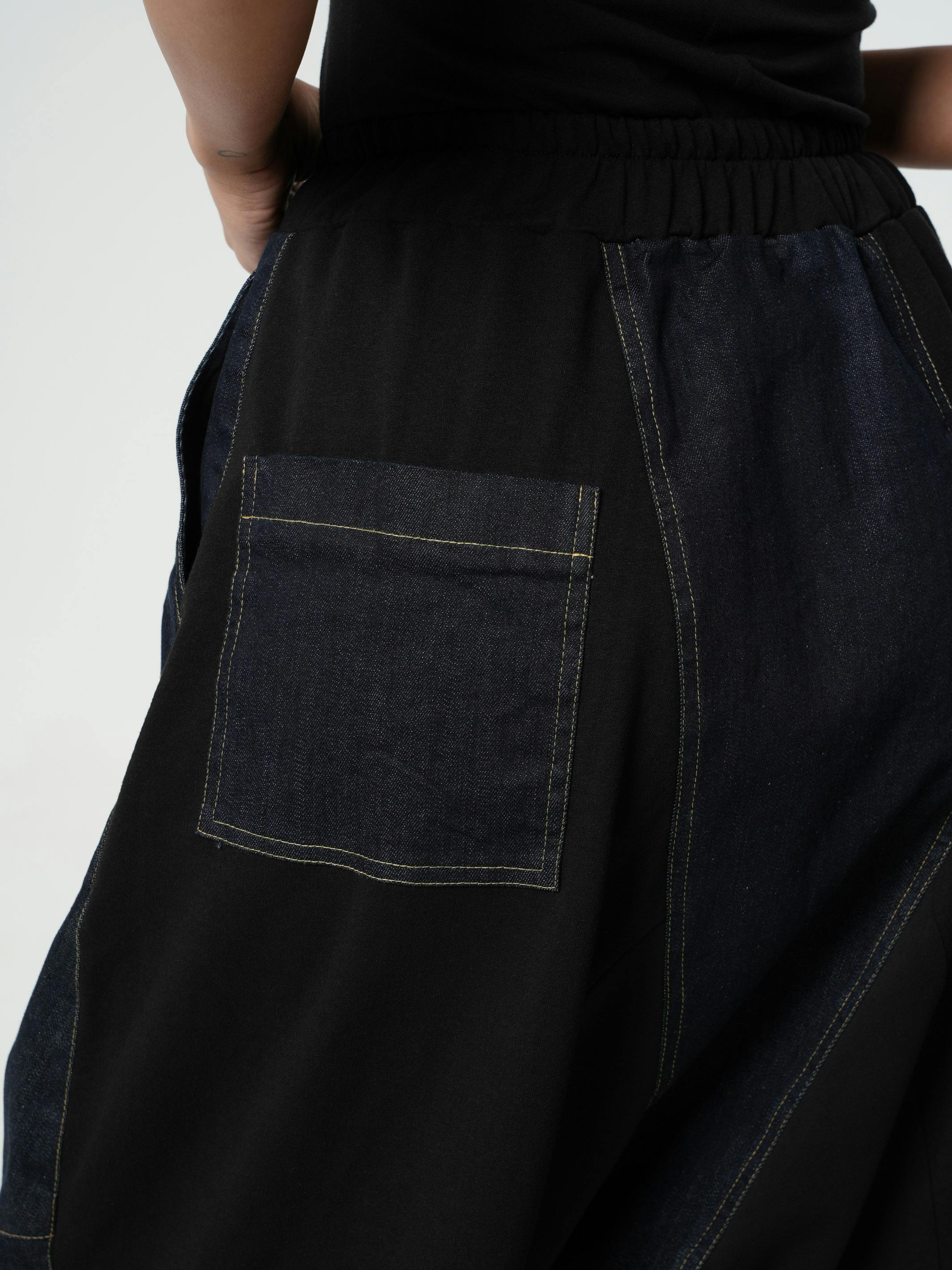 Thumbnail preview #3 for Drop-Crotch Denim Pants With Black Details