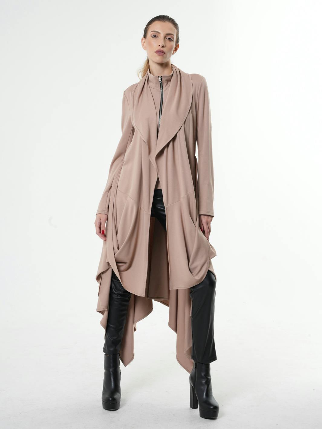 Long Zipper Cardigan With Drapings , a product by METAMORPHOZA