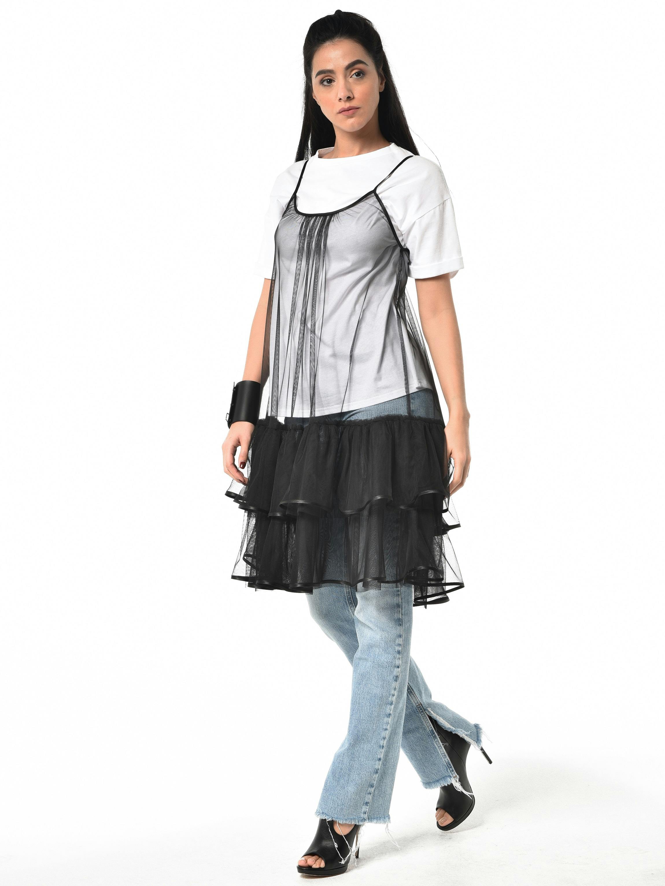 Thumbnail preview #1 for Sleeveless Transparent Tulle Tunic