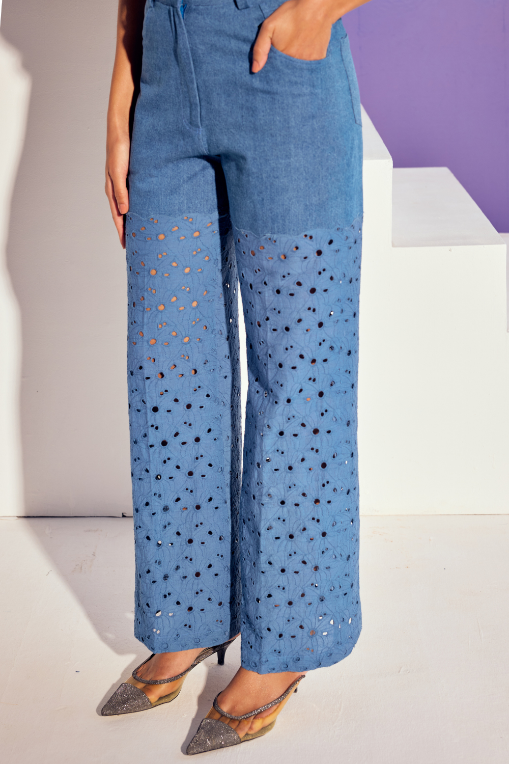 Thumbnail preview #1 for Denim Lace Pants