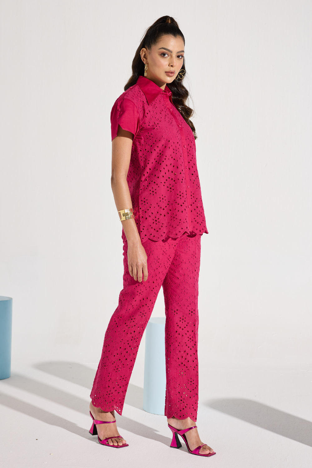 Thumbnail preview #2 for Fuchsia Schiffly Pant Set