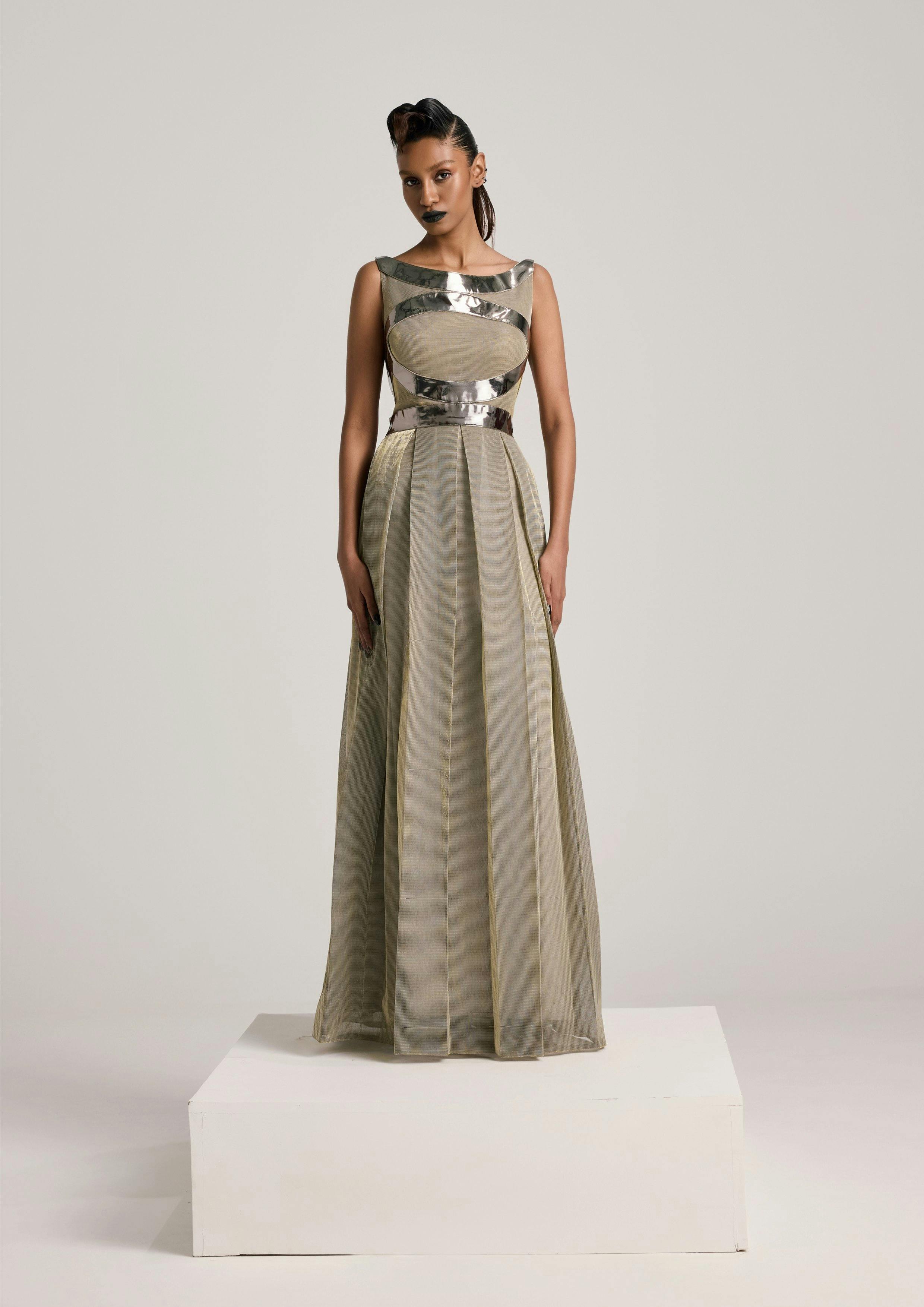 Metallic pleated Dress, a product by AKHL