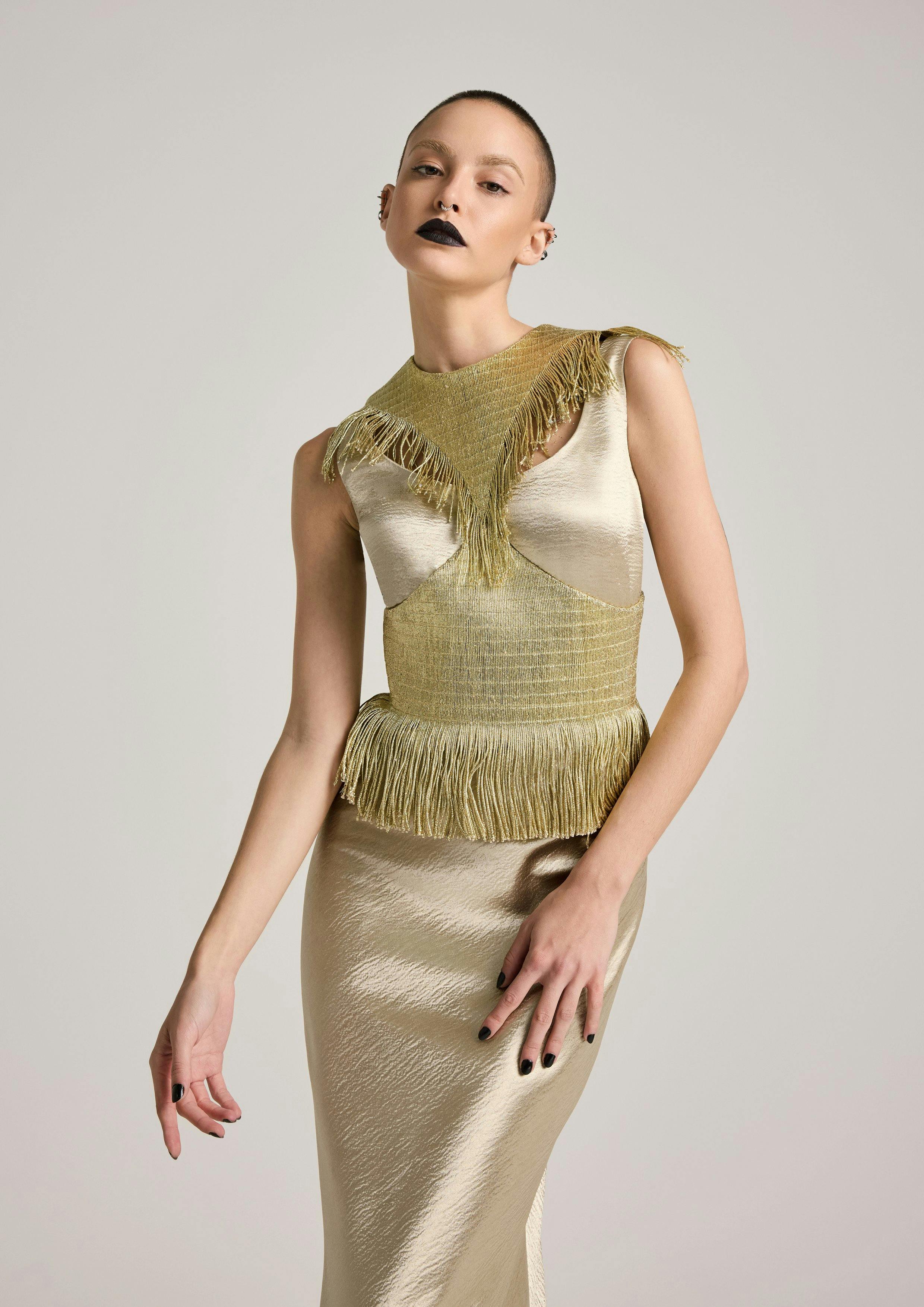 Thumbnail preview #1 for Metallic Fringe Tassel Dress