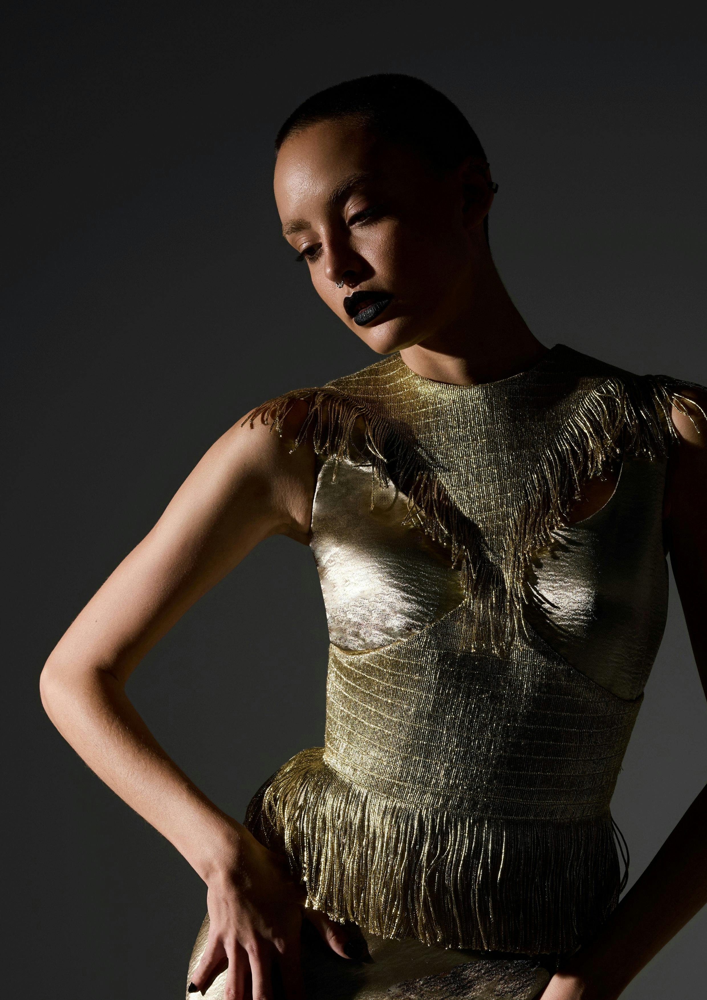 Thumbnail preview #3 for Metallic Fringe Tassel Dress