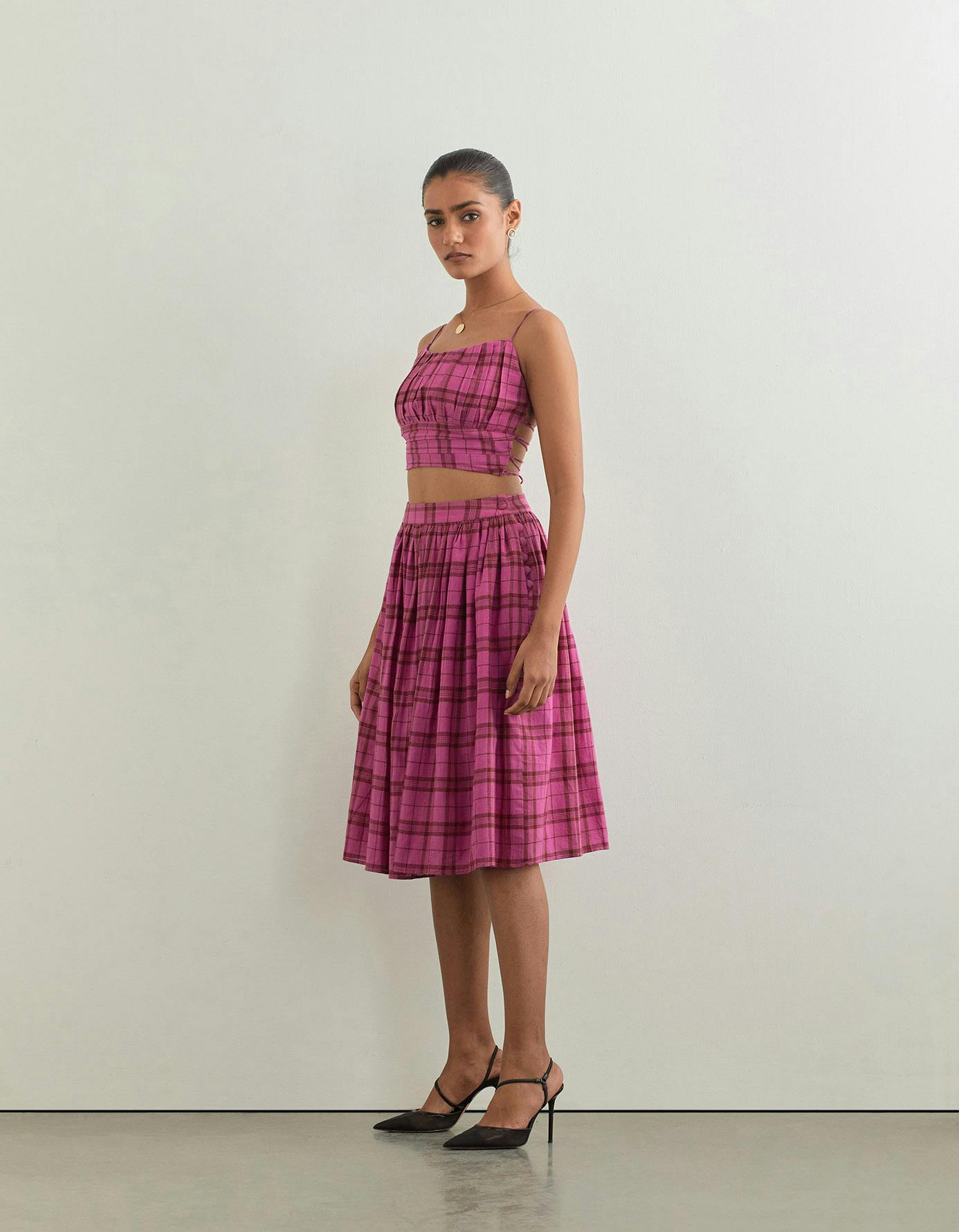 Thumbnail preview #3 for LIA SKIRT In Pink Checks