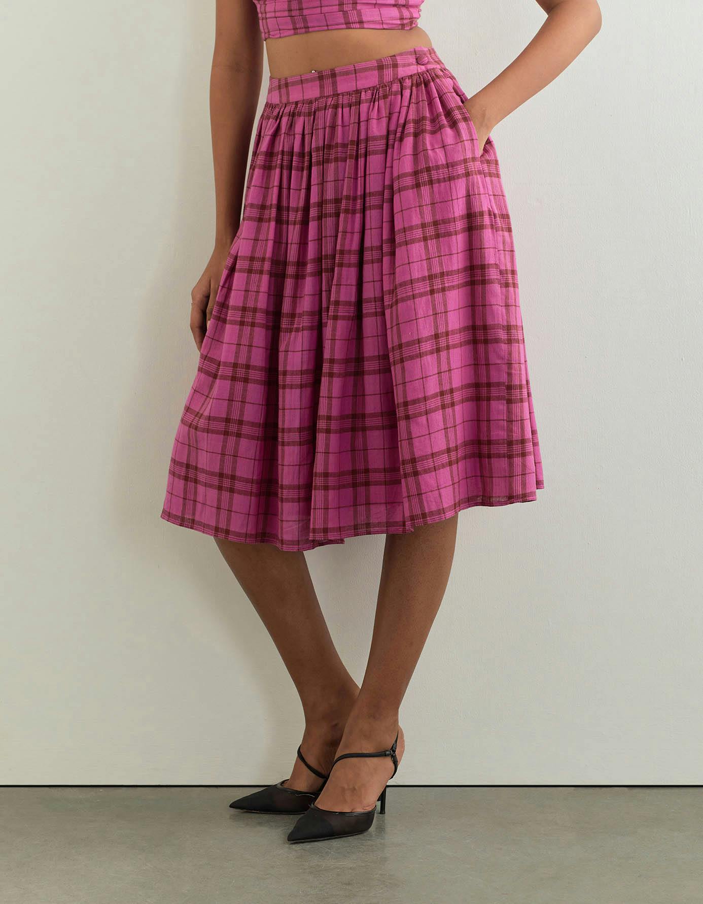 Thumbnail preview #1 for LIA SKIRT In Pink Checks