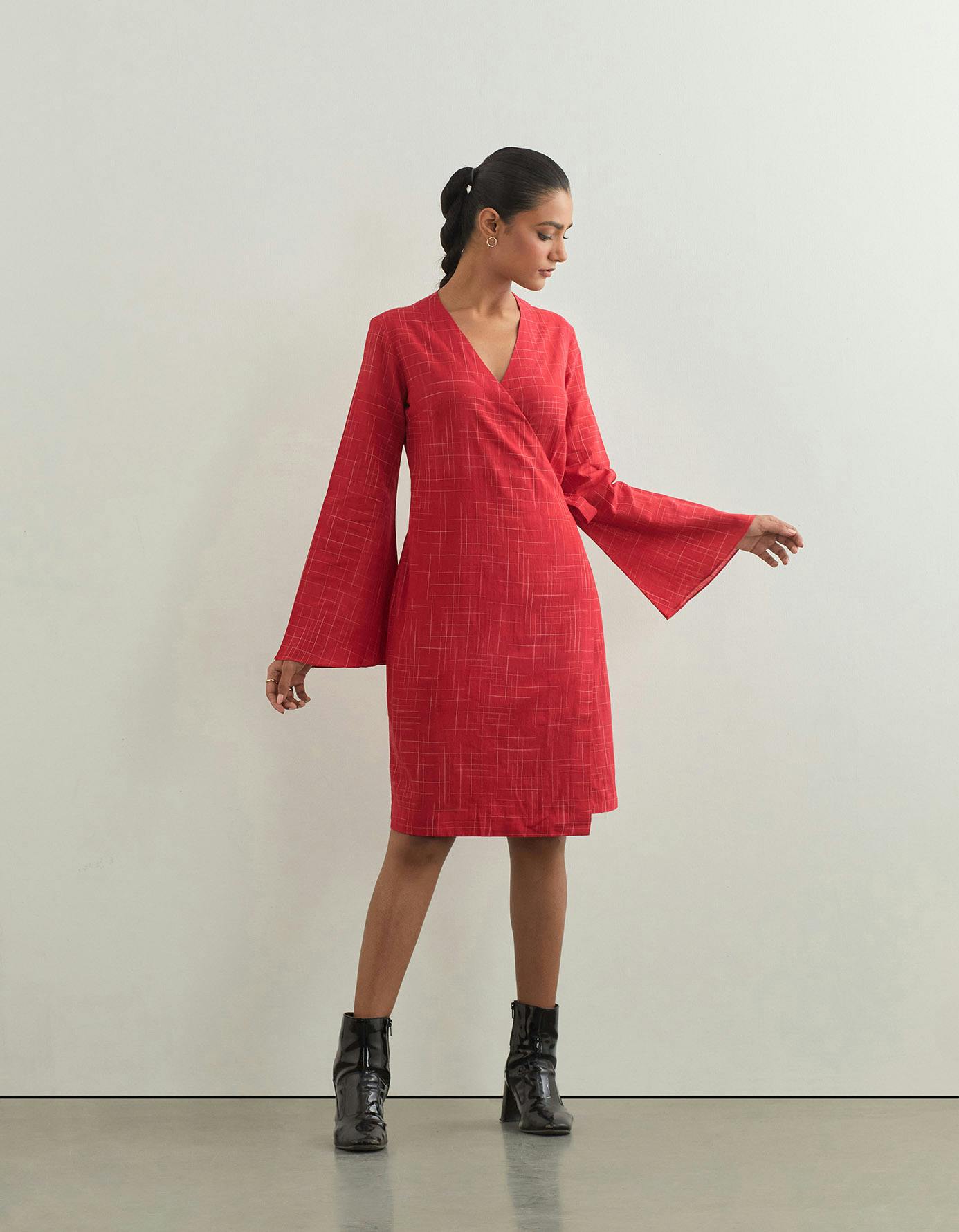 AZUKI DRESS In Red, a product by SIX BUTTONS DOWN